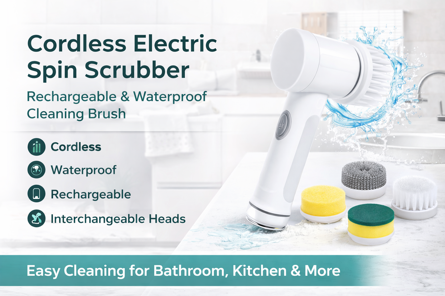 Cordless Electric Spin Scrubber – Effortless Deep Cleaning